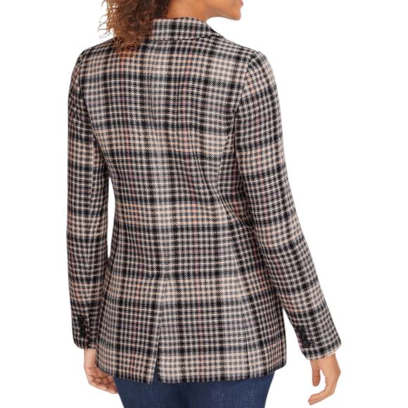 Talbots Double Breasted Bradwell Plaid Blazer Jacket Gray Pink Size 16 - Picture 2 of 11